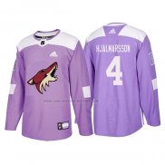 Camiseta Hockey Arizona Coyotes Niklas Hjalmarsson 2018 Fights Cancer Violeta