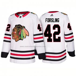 Camiseta Hockey Chicago Blackhawks Gustav Forsling 2018 Blanco