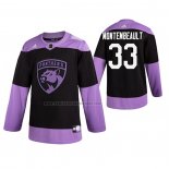 Camiseta Hockey Florida Panthers Sam Montembeault 2019 Fights Cancer Negro