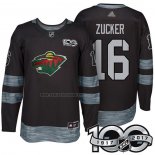 Camiseta Hockey Minnesota Wild Jason Zucker 1917-2017 100th Aniversario Negro