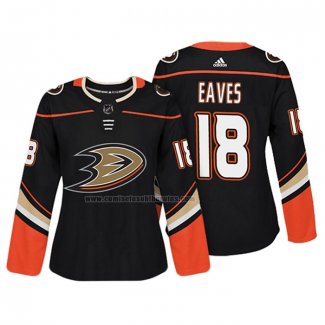 Camiseta Hockey Mujer Anaheim Ducks Patrick Eaves Autentico Jugador Negro