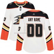 Camiseta Hockey Mujer Anaheim Ducks Personalizada Segunda Blanco