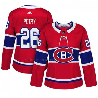 Camiseta Hockey Mujer Montreal Canadiens Jeff Petry Autentico Jugador Rojo