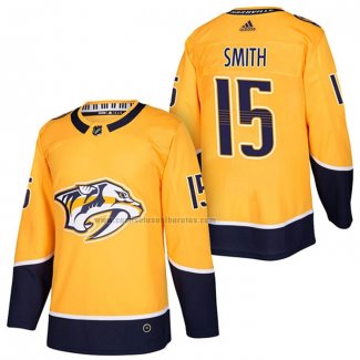 Camiseta Hockey Nashville Predators Craig Smith Autentico Primera 2018 Amarillo