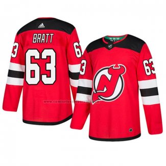 Camiseta Hockey New Jersey Devils Jesper Bratt Autentico Primera Rojo