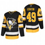 Camiseta Hockey Pittsburgh Penguins Michael Leighton Primera Autentico Jugador Negro