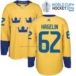 Camiseta Hockey Suecia Carl Hagelin Premier 2016 World Cup Amarillo