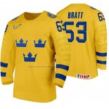 Camiseta Hockey Suecia Jesper Bratt Primera 2020 IIHF World Amarillo