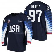 Camiseta Hockey USA Matt Gilroy 2018 Olympic Azul