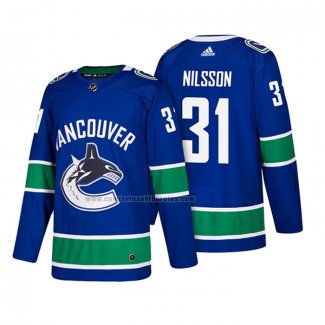 Camiseta Hockey Vancouver Canucks Anders Nilsson Autentico Primera 2018 Azul