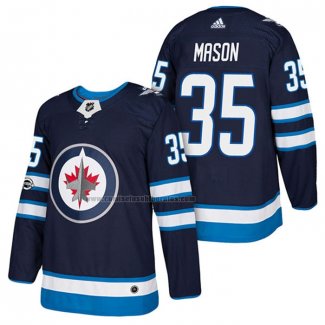 Camiseta Hockey Winnipeg Jets Steve Mason Autentico Primera 2018 Azul