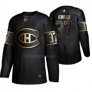 Camiseta Hockey Golden Edition Montreal Canadiens Keith Kinkaid Autentico Negro