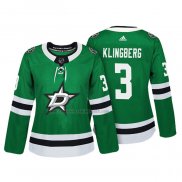 Camiseta Hockey Mujer Dallas Stars John Klingberg Autentico Jugador Verde