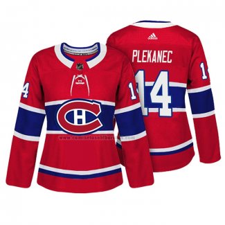 Camiseta Hockey Mujer Montreal Canadiens Tomas Plekanec Autentico Jugador Rojo