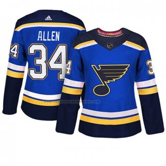 Camiseta Hockey Mujer St. Louis Blues Jake Allen Autentico Jugador Azul