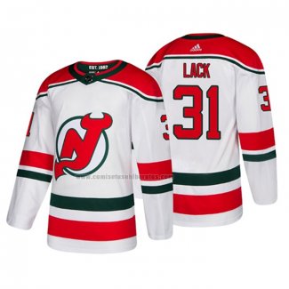 Camiseta Hockey New Jersey Devils Eddie Lack Alterno Autentico Blanco