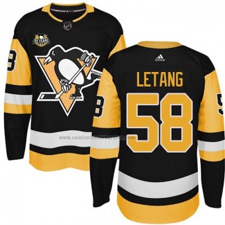 Camiseta Hockey Pittsburgh Penguins Kris Letang 50 Anniversary Primera Premier Negro