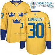 Camiseta Hockey Suecia Henrik Lundqvist Premier 2016 World Cup Amarillo