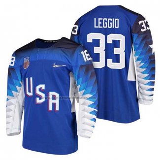 Camiseta Hockey USA David Leggio 2018 Olympic Azul2