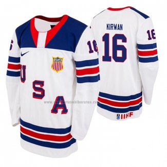 Camiseta Hockey USA Ryan Kirwan 2019 Hlinka Gretzky Cup Blanco