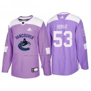 Camiseta Hockey Vancouver Canucks Bo Horvat 2018 Fights Cancer Violeta