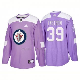 Camiseta Hockey Winnipeg Jets Toby Enstrom Autentico 2018 Fights Cancer Violeta