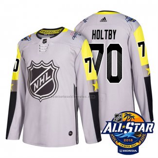 Camiseta Hockey 2018 All Star Washington Capitals Braden Holtby Autentico Gris