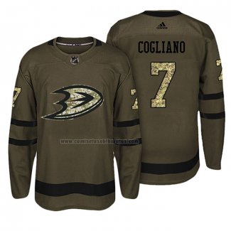 Camiseta Hockey Anaheim Ducks Andrew Cogliano Salute To Service Verde Militar