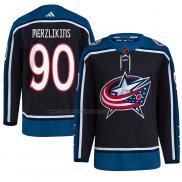 Camiseta Hockey Columbus Blue Jackets Elvis Merzlikins Reverse Retro Autentico Negro