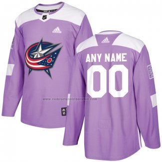 Camiseta Hockey Columbus Blue Jackets Personalizada Violeta