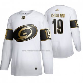 Camiseta Hockey Golden Edition Carolina Hurricanes Dougie Hamilton Autentico Blanco