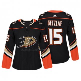 Camiseta Hockey Mujer Anaheim Ducks Ryan Getzlaf Autentico Jugador Negro