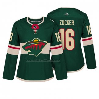 Camiseta Hockey Mujer Minnesota Wild Jason Zucker Autentico Jugador Verde