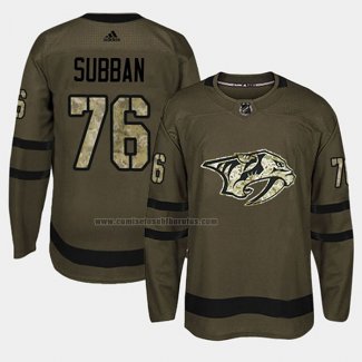 Camiseta Hockey Nashville Predators P.k. Subban 2018 Salute To Service Verde Militar