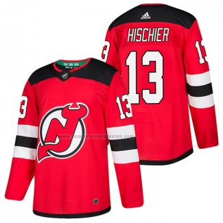 Camiseta Hockey New Jersey Devils Nico Hischier Autentico Primera 2018 Rojo