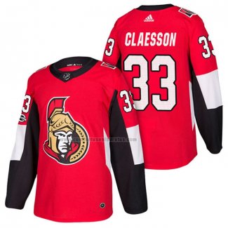 Camiseta Hockey Ottawa Senators Fredrik Claesson Autentico Primera 2018 Rojo