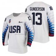 Camiseta Hockey USA Ryan Gunderson 2018 Olympic Blanco