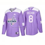 Camiseta Hockey Washington Capitals Alex Ovechkin Autentico 2018 Fights Cancer Violeta