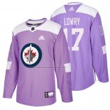 Camiseta Hockey Winnipeg Jets Adam Lowry 2018 Fights Cancer Violeta