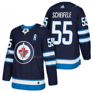 Camiseta Hockey Winnipeg Jets Mark Scheifele Autentico Primera 2018 Azul