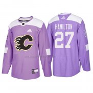 Camiseta Hockey Calgary Flames Dougie Hamilton 2018 Fights Cancer Violeta