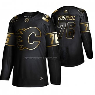 Camiseta Hockey Golden Edition Calgary Flames Martin Pospisil Autentico Negro