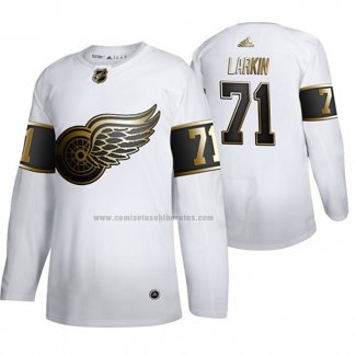 Camiseta Hockey Golden Edition Detroit Red Wings Dylan Larkin Autentico Blanco