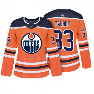 Camiseta Hockey Mujer Edmonton Oilers Cam Talbot Autentico Jugador Naranja