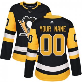 Camiseta Hockey Mujer Pittsburgh Penguins Personalizada Primera Negro