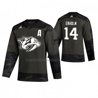 Camiseta Hockey Nashville Predators Mattias Ekholm 2019 Veterans Day Camuflaje