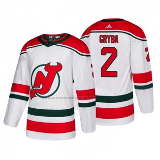 Camiseta Hockey New Jersey Devils Eric Gryba Alterno Autentico Blanco