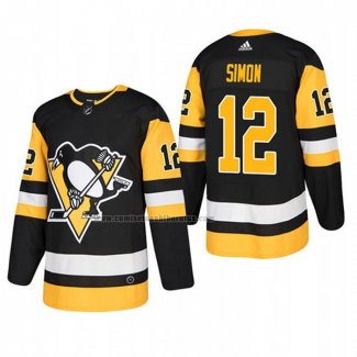 Camiseta Hockey Pittsburgh Penguins Dominik Simon Primera Autentico Jugador Negro