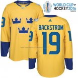 Camiseta Hockey Suecia Nicklas Backstrom Premier 2016 World Cup Amarillo