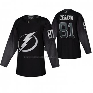 Camiseta Hockey Tampa Bay Lightning Erik Cernak Alterno Negro